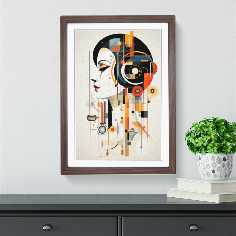Bauhaus Nouveau No.2 - Single Picture Frame Print on Wood, Walnut, 34cm H x 25cm W x 2cm D
