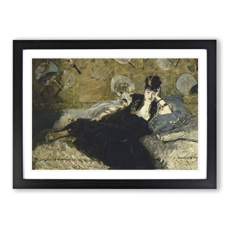 Woman with Fans by Edouard Manet - Picture Frame Painting, 27cm H x 36cm W x 2cm D, Black Framed