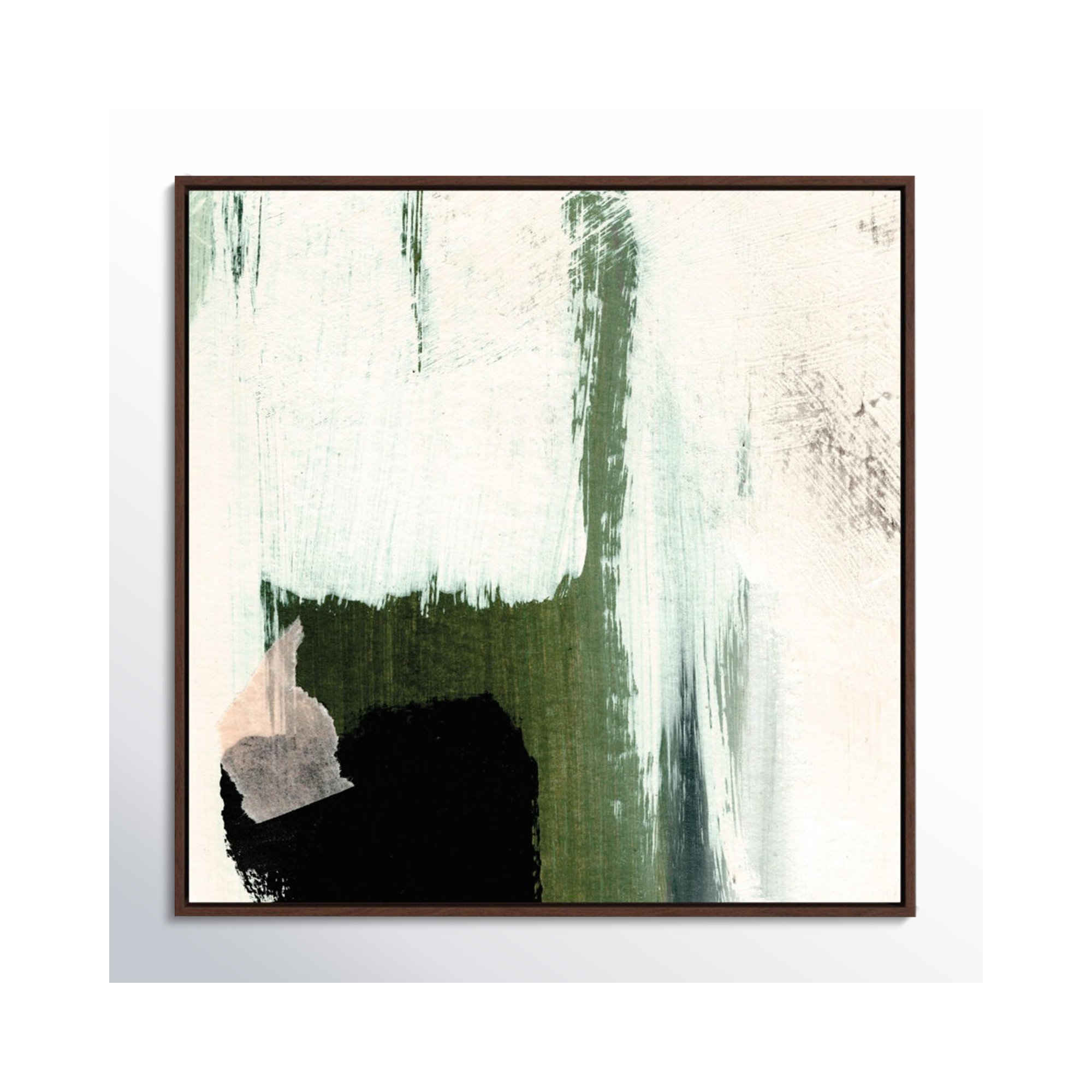 Abstract Minimal, Espresso Framed Canvas, 20" H x 20" W x 2" D, No
