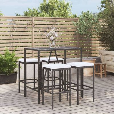 Ensemble de bar en osier avec tabourets Dinae