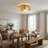 21" Smart Boho Flower-Shaped Rattan Caged Ceiling Fan with Light Kit, Hand-Woven Flush Mount Bladeless Fandelier Fan, APP & Remote Control, 6-Speed Reversible DC Motor