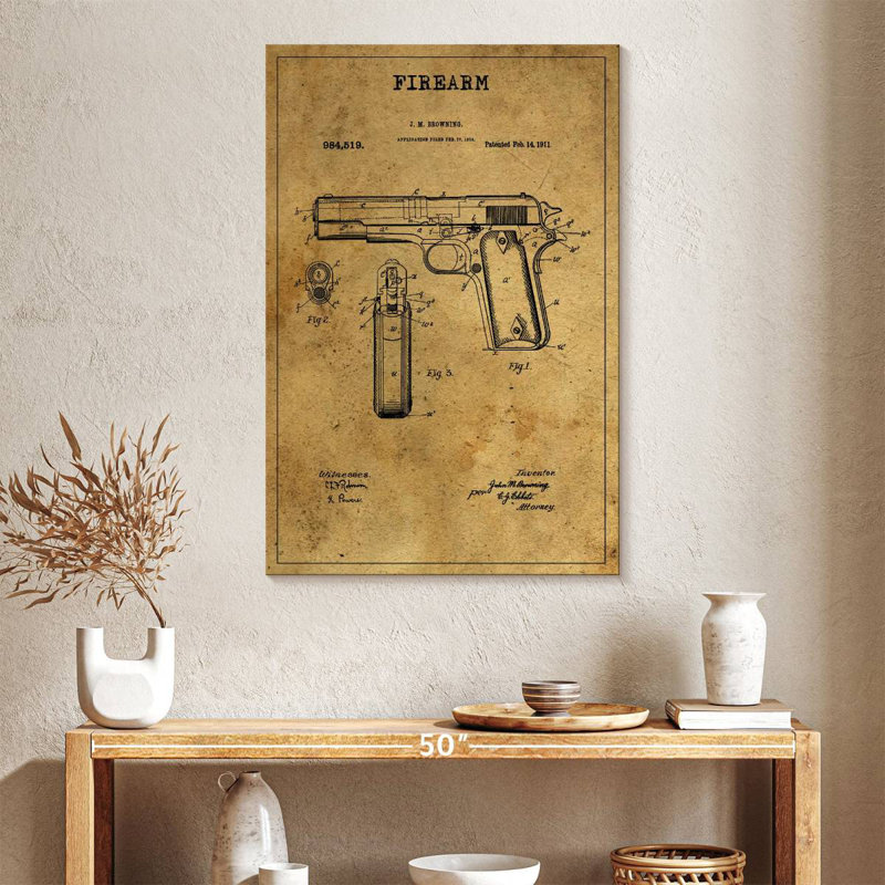 Firearm Patent, 39" H x 26" W