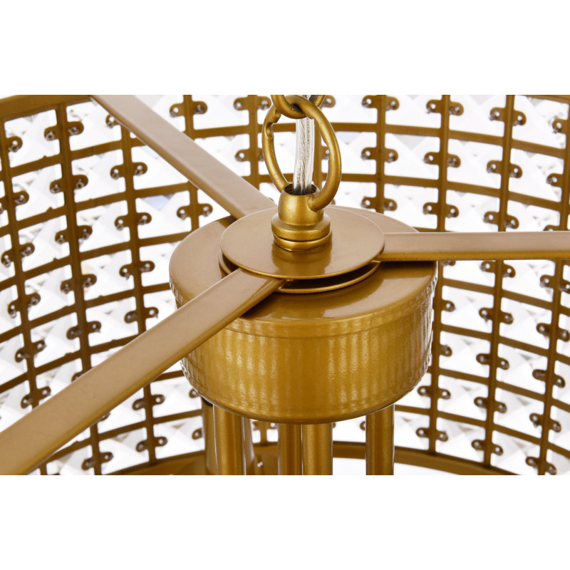 Armenio 4 - Light Pendant, 15" H x 14" W x 14" D, Brass, Brass/Clear