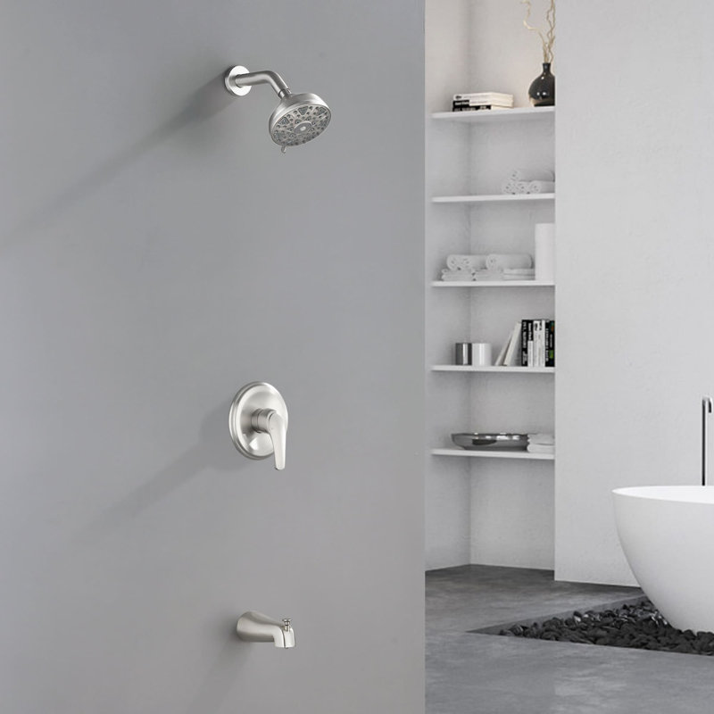 Wall Mount Tub Shower System Single Handle Shower Faucet Set High Pressure Brass Shower Trim Kit With Rough-In Valve