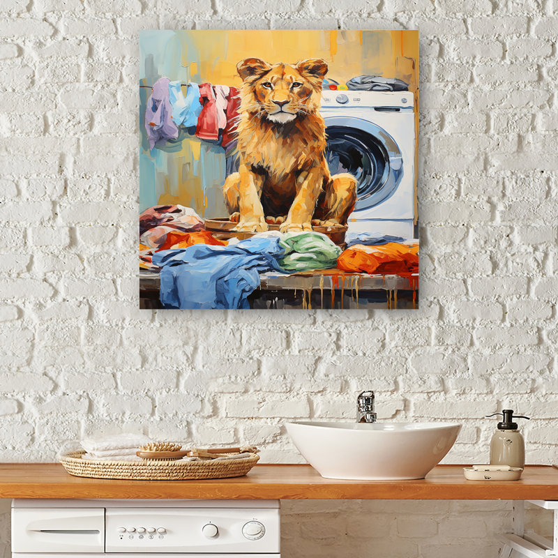Lions Laundry Duty - Laundry Wall Art, 40" H x 30" W x 1.5" D
