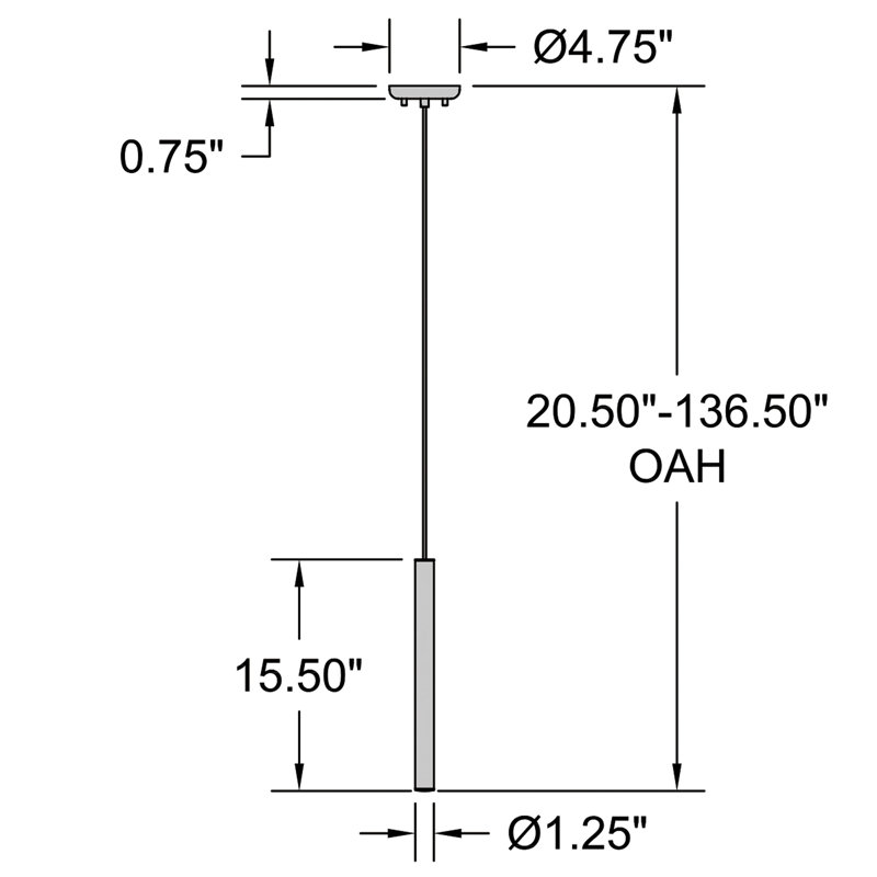 Luminaire suspendu linéaire simple à 1 lumière Galanti, Blanc mat