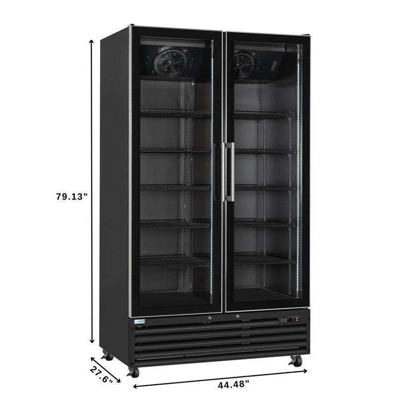 45 in. Two-Door Commercial Display Merchandiser Refrigerator in Sleek Black, 35 cu. ft. ETL Listed