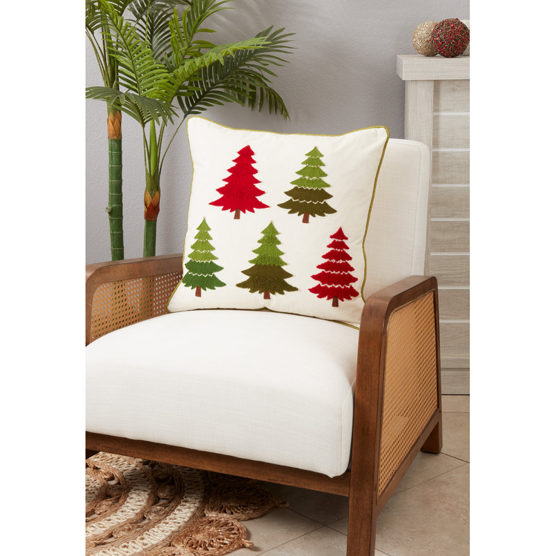 Coussin brodé arbre de Noël, housse seulement, Housse de coussin seulement - sans coussin, H 20 po x l 20 po