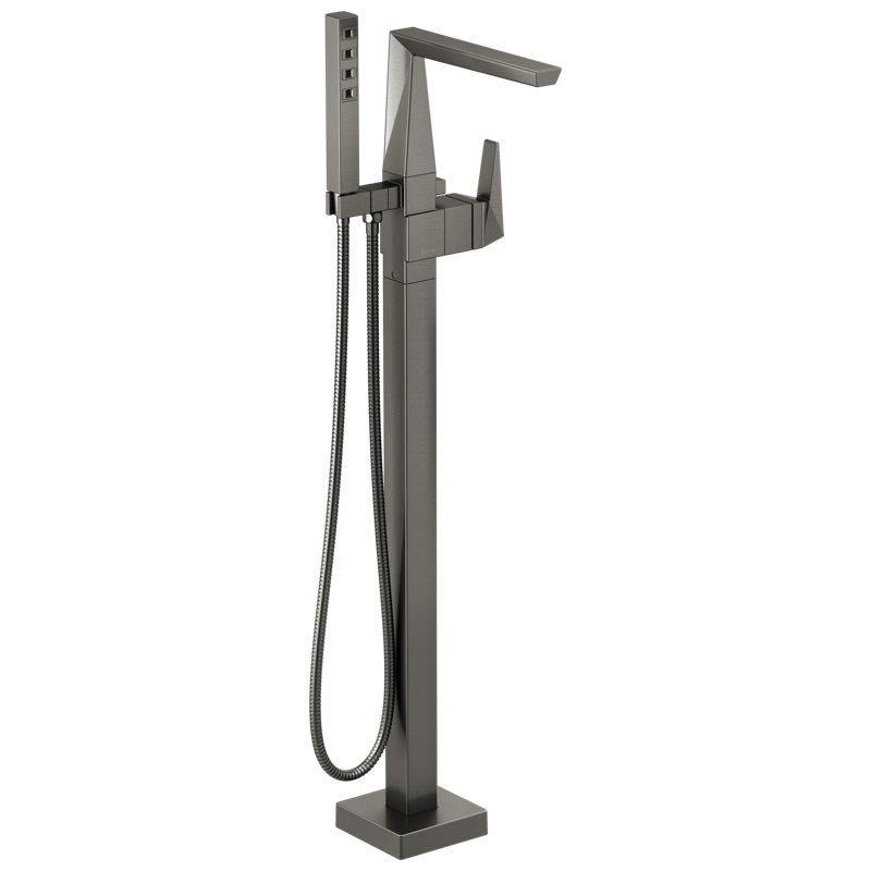 Trillian Single Handle Floor Mounted Trim, Black Stainless