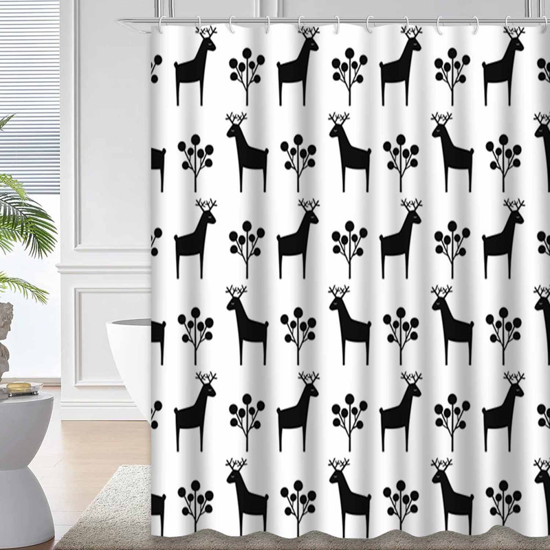 Rideau de douche Black Deer Berry Christmas avec 12 crochets, L 72 po x l 78 po