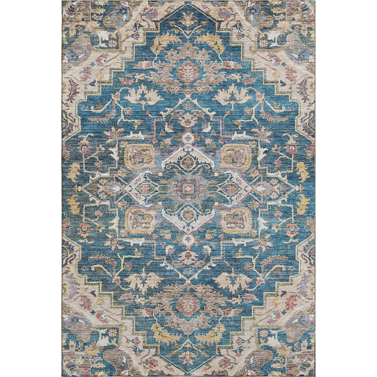Premium Machine Washable Prisco Blue Rug