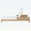 Chaise longue en bois d'acacia avec coussins beiges et osier gris clair, 76,8 po