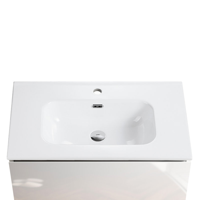 Lavabo intégré en céramique blanche Bb09-30-311, finition ultrabrillante, conception élégante et fonctionnelle, facile à nettoyer, bord arrondi pour la famille, largeur de 18,19 po, profondeur de 29,55 po, hauteur de 6,72 po, poids de 31,47 lb