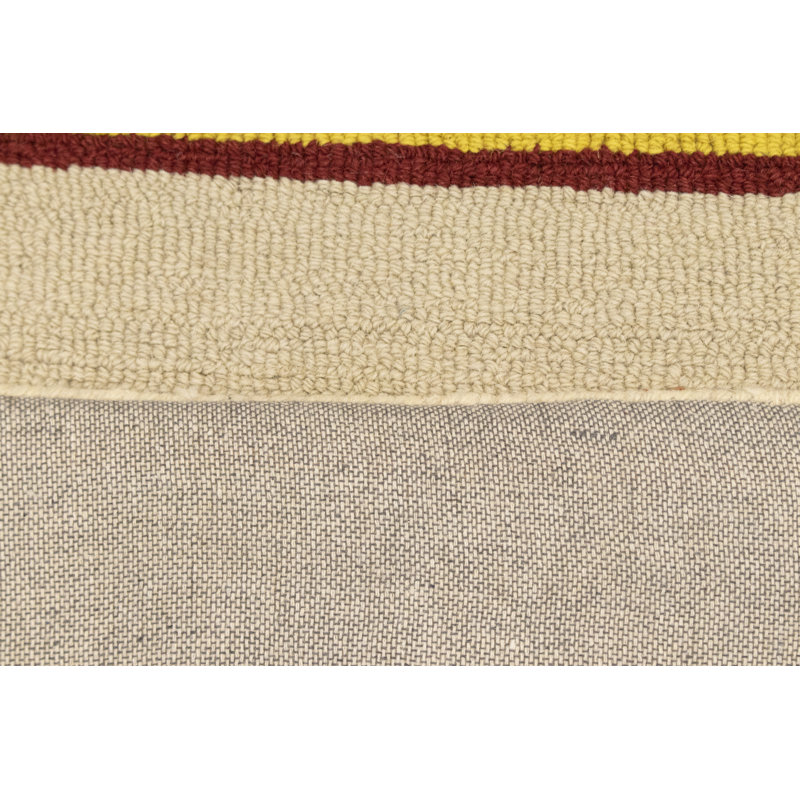 Tapis rayé multicolore en laine touffetée à la main