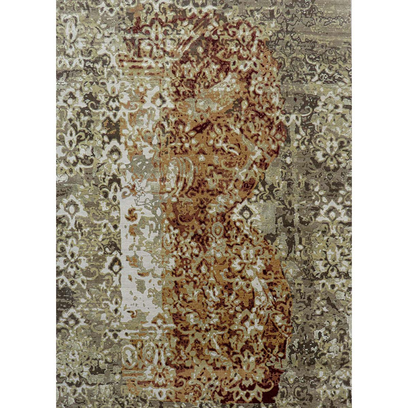 Damask Area Rug, Rectangle 9' x 12'