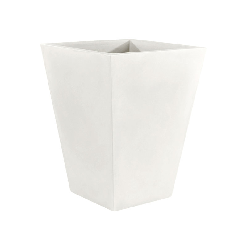 Cono Cuadrado - High Square Resin Cone Pot Planter - Basic, 11.75" H x 11.75" W x 11.75" D, Ecru