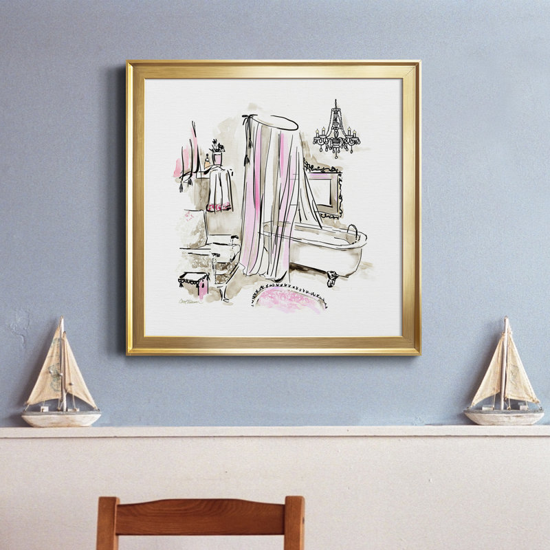«Pink Opulence I», reproduction d'art sur toile, H 17,5 po x l 17,5 po x P 1,5 po, Toile encadrée dorée