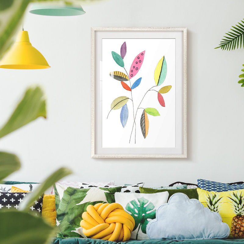 Couleurs connectées II - Toile tendue avec châssis, H 28,5 po x l 20,5 po, Blanc
