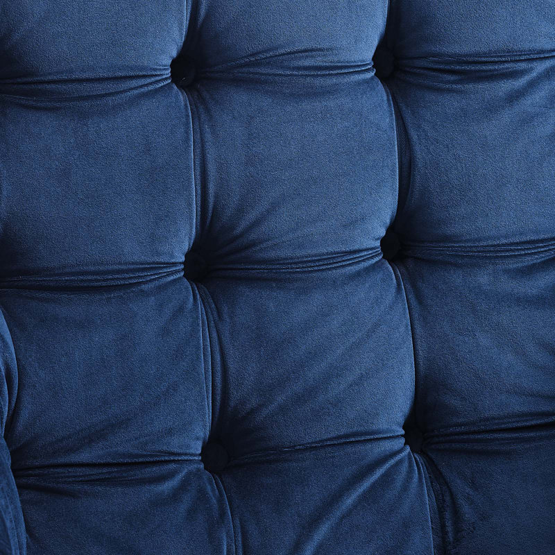Méridienne suggérée et capitonnée en velours, Bleu marine