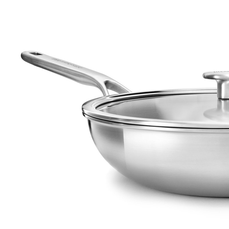 KitchenAid Multi-Ply Stainless Steel 28cm/3.57 Litre Wok with Lid