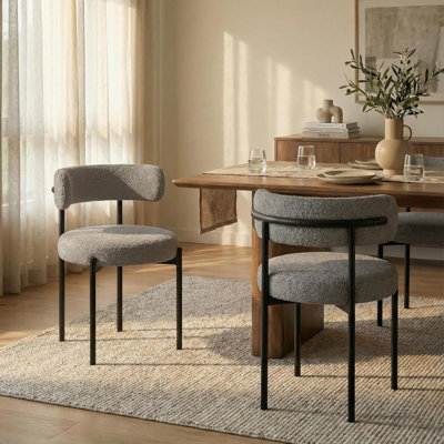 Chaise Aykah Meli, chaises rembourrées modernes avec dossier incurvé, pieds en métal, meubles de salon, chaises de cuisine à siège rond
