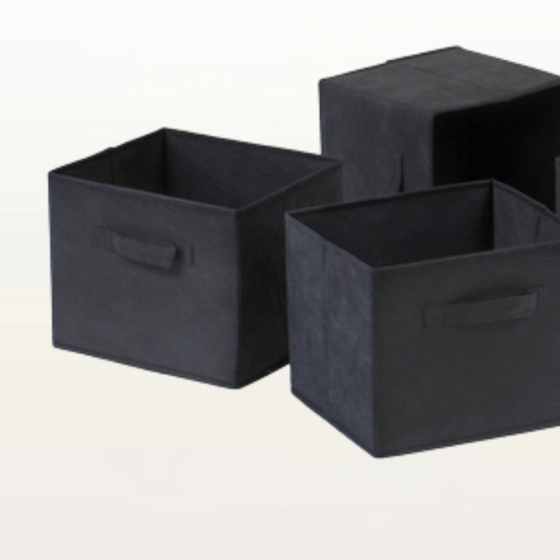 6 pieces of foldable fabric baskets in beige by Ikard, Black, 8.83" H x 9.94" W x 10.84" D