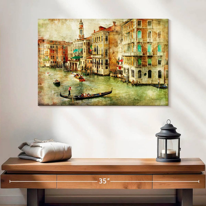 Impression sur toile rétro de Venise, H 16 po x l 24 po x P 1,25 po