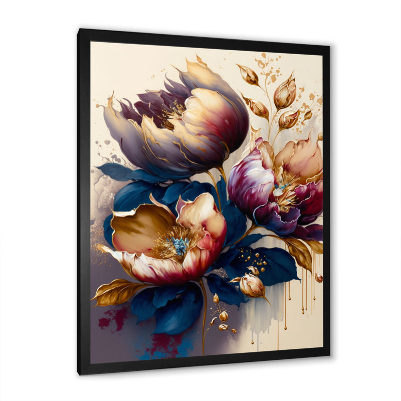Prima Night Shade Tulip Design IV - Art mural sur toile floral et botanique, H 32 po x l 24 po x P 1 po, Cadre photo noir
