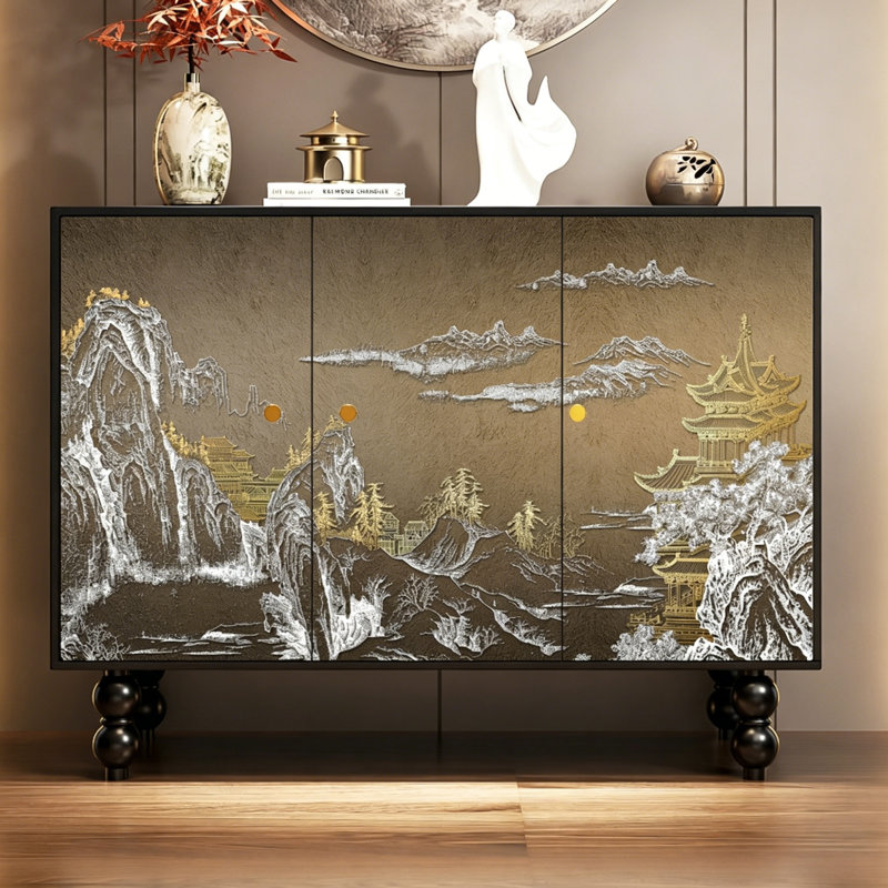 Chinese Style Wooden Entryway Storage Cabinet
