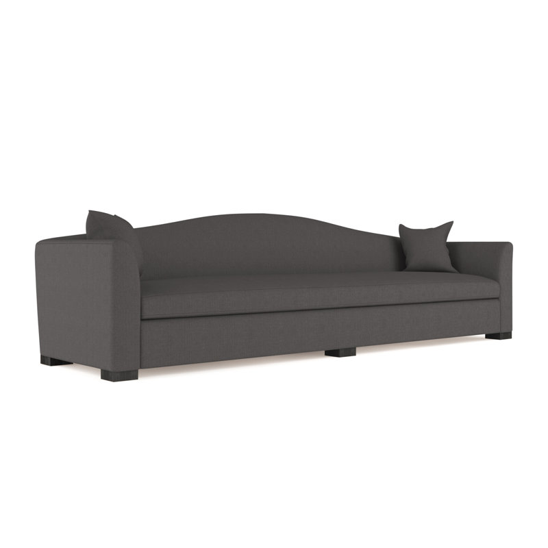 Horatio Camelback Taper Curved-Arm Extra Long Sofa, Plush Velvet Alabaster, 33" H x 120" W x 36" D, Natural
