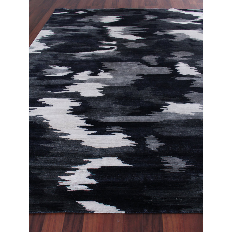 Bamboo Silk Area Rug in Navy Blue, Rectangle 6' x 9'