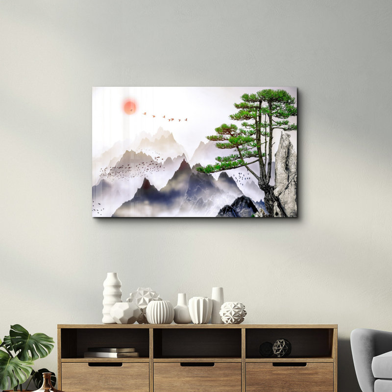 Élégante peinture murale en verre trempé de 13,8 po x 21,7 po | 100% verre trempé, épaisseur: 0,16 pouce | Imprimé UV pour des couleurs éclatantes | Parfait pour la décoration intérieure, le salon et les espaces de bureau