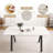 Marble-Look Glass Dining Table with Black Metal Legs-620046258