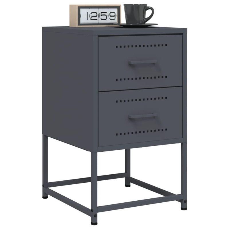 Bedside Cabinet 36x39x60.5 cm Steel, Anthracite, 1