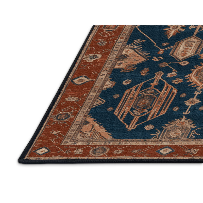 Tapis art déco brun lavable à la machine, Rectangle de 5 pi x 8 pi