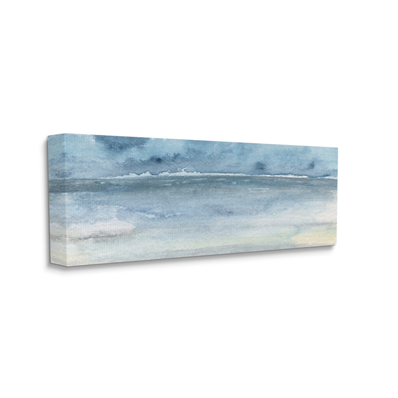 «Abstract Sea Waves Tide» par Regina Moore - Peinture, H 17 po x l 40 po x P 1,5 po, Toile tendue