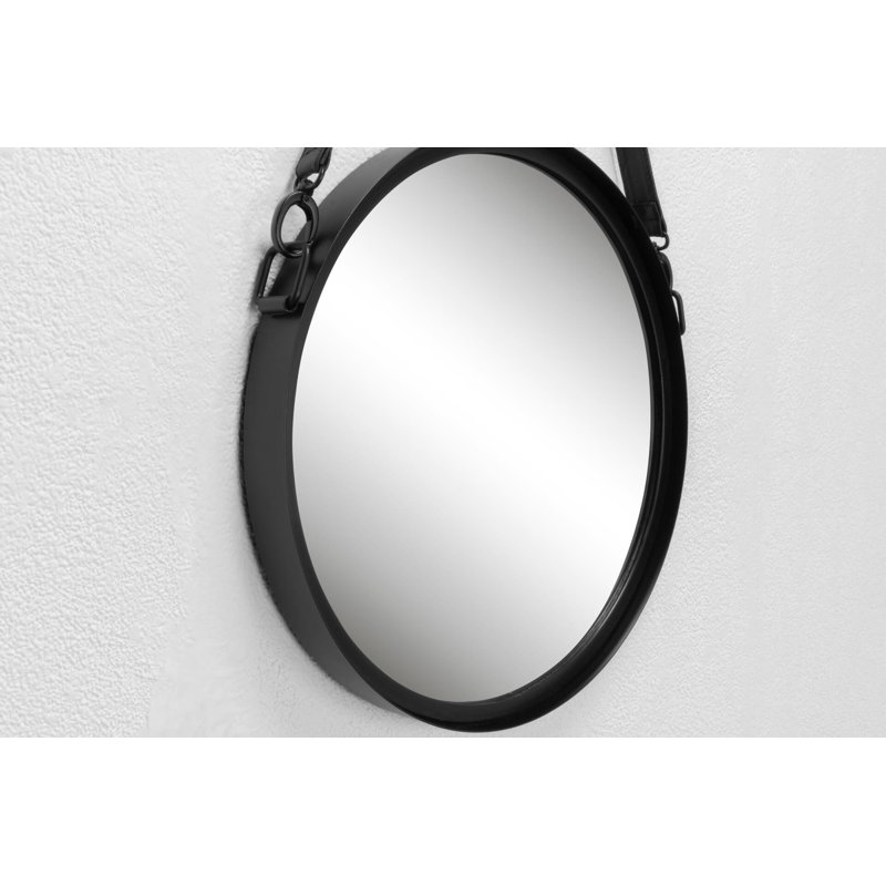 Herron Metal Round Wall Mirror, 70.5cm H x 40cm W, Black