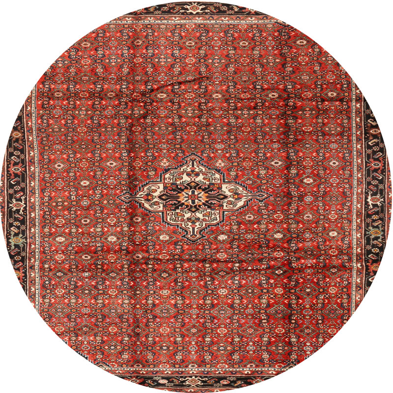 Tapis oriental multicolore tissé à la machine Oriental, Rond 5 pi