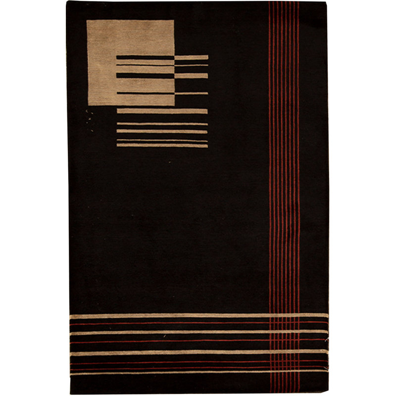 Hand-Knotted High-Quality Black Area Rug