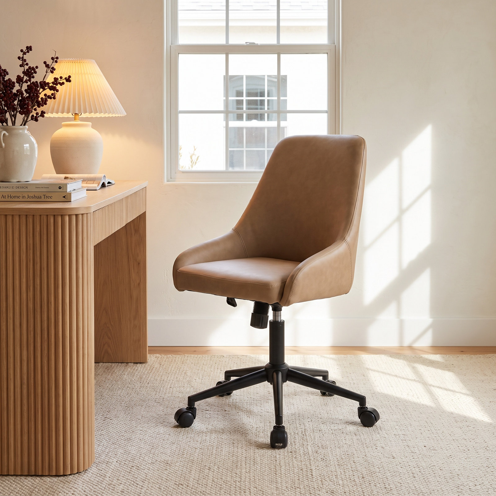 Vanora Office Chair, Taupe Faux Leather
