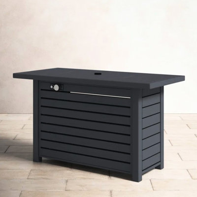 Table de foyer d'extérieur, gris - bol de 8,5 po de diamètre, table en acier inoxydable avec couvercle d'une largeur de 35 po, pour cour arrière