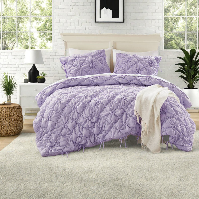 Soft Floral King Bedding Set, Microfiber Comfort, All-season Shabby Chic