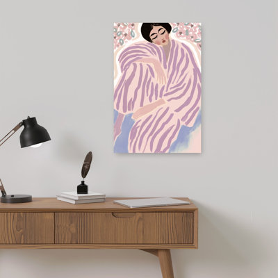 Serene Sleeping Woman Abstract Modern Wall Art Print by Treechild - Wrapped Canvas Print