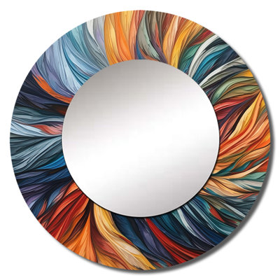 Spiral Symphony III - miroir mural décoratif à spirales abstraites, miroir sarcelle, impression d'art en métal
