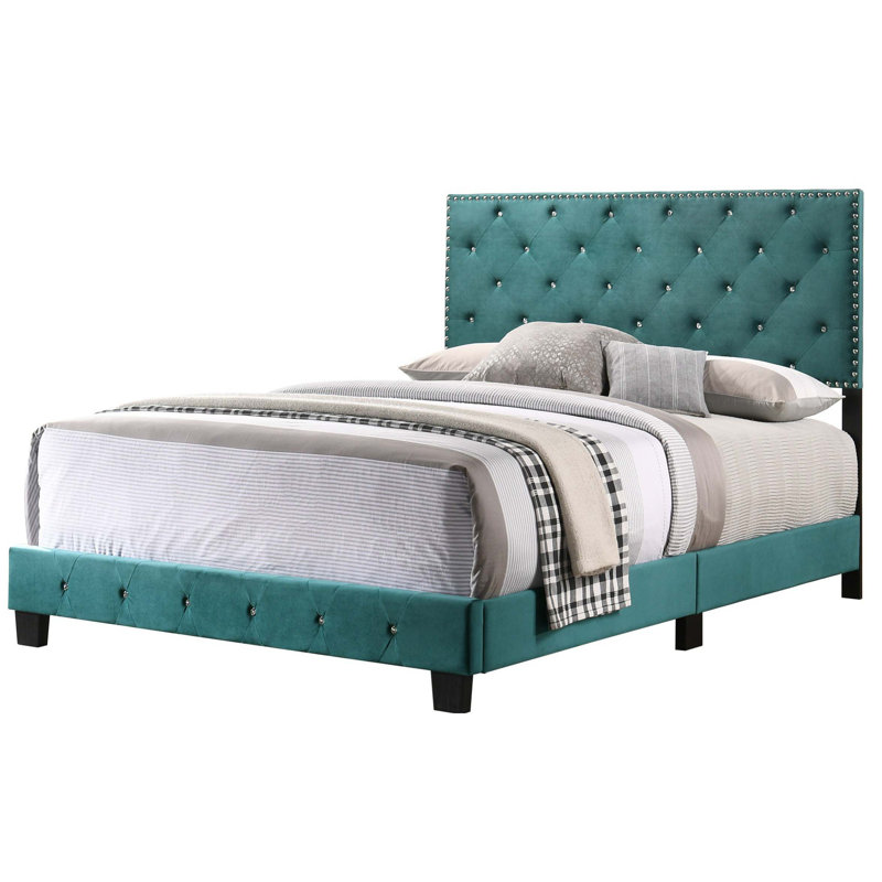 Anjelo Upholstered Standard Bed, Full, Green