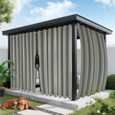Outdoor Curtains for Patio Waterproof, Zipper Design 2 Panels Privacy Weatherproof Blackout Curtain Top & Bottom Grommet Outside Drapes for Porch Gazebo Pergola (54 x 108 inch, Grey)