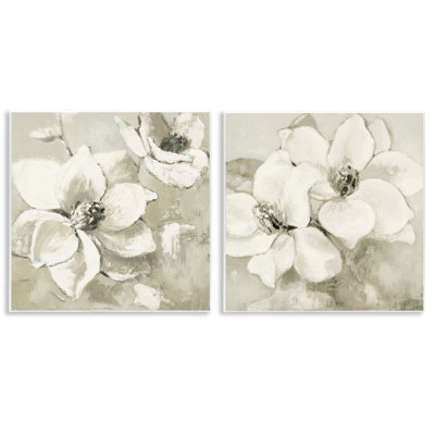 Beige Magnolias after Rain 2pc Wall Plaque Set, design by Lanie Loreth