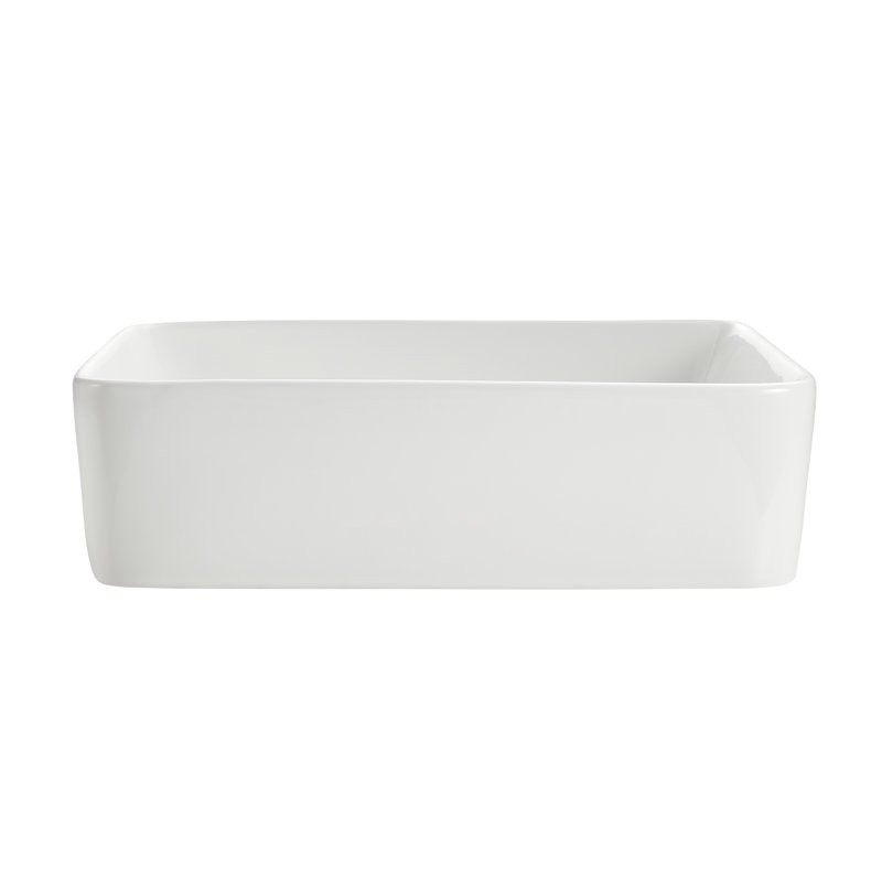 Modena Series 5.4 In. Ceramic Rectangular Vessel Bathroom Sink Basin In White