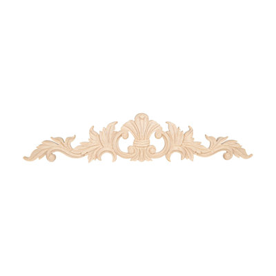 3-7/8 in x 18-1/4 in x 1/2 in Unfinished Wood Onlay Acanthus Wood Applique