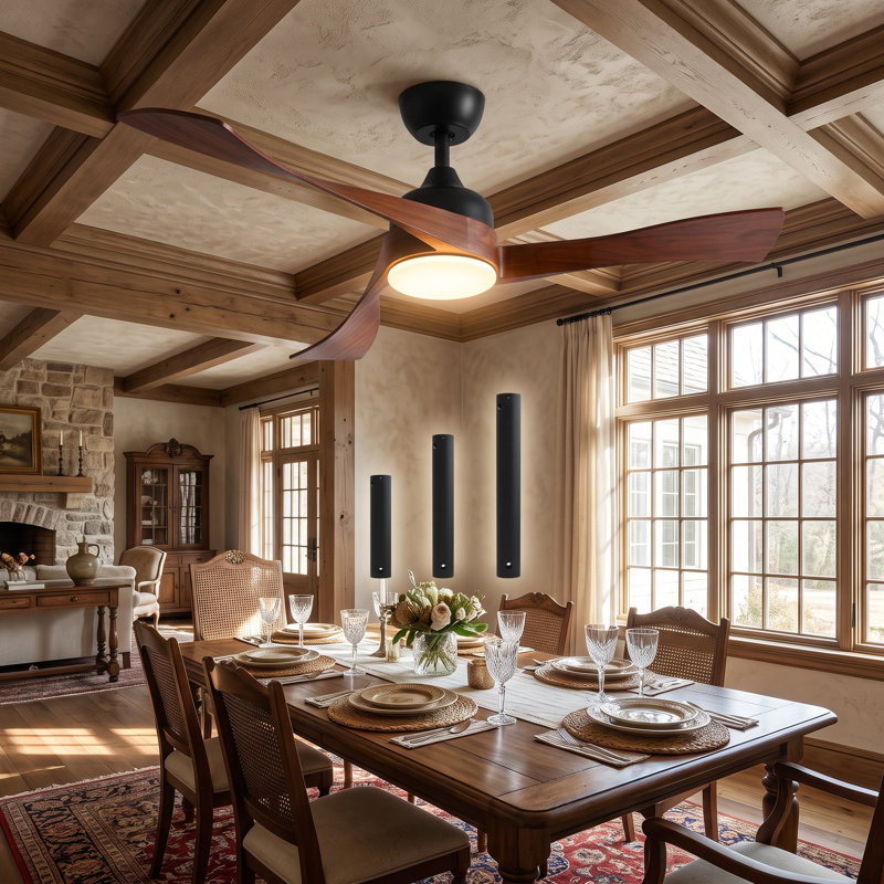 42" W Smart Walnut Ceiling Fan with LED Light & Bluetooth Control